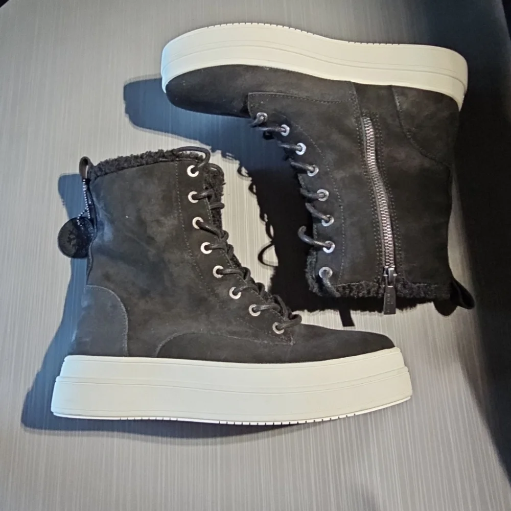 J/Slides NYC Women's Black‎ Torrie Water-Resistant Faux-Fur Boots Size 8 NWOB